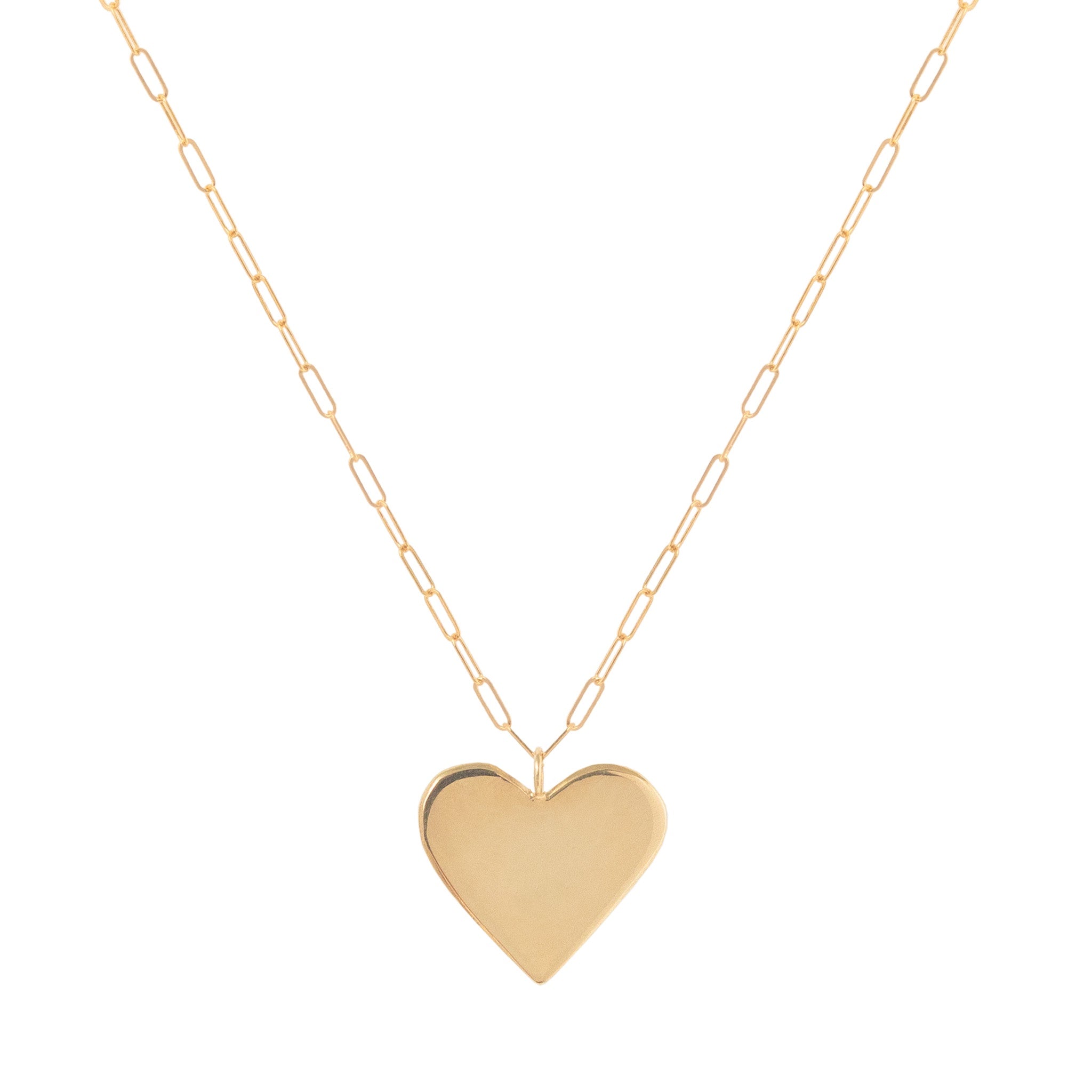 Epanoui - Maxi Heart Necklace On Paperclip Chain - Gold 