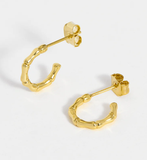 Small Bamboo Hoops Earrings - Gold Plated - HAYGEN