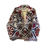 Suzani Hand Embroidered Short Jacket - Navy & Red - HAYGEN