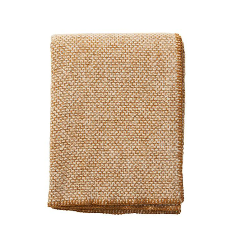 Domino Creme Caramel Woven Wool Throw - HAYGEN